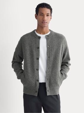 NEW Everlane 100% Merino Wool Cardigan Sweater in Heather Tan, size M